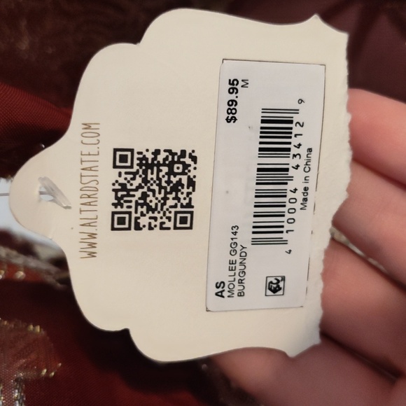 Altar’d State Burgundy, Gold flowers Dress w Cut outs + Lace up Back  si… - Picture 5 of 16